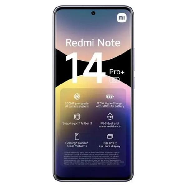 Smartphone Xiaomi Redmi Note 14 Pro Plus 5G Global 256GB 8GB RAM Dual SIM Tela 6.67" - Roxo - Note14