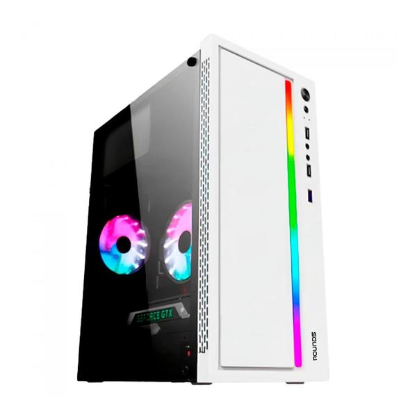 Gabinete Gamer Round5 Viper White RGB Mid Tower mATX Sem Fans Branco