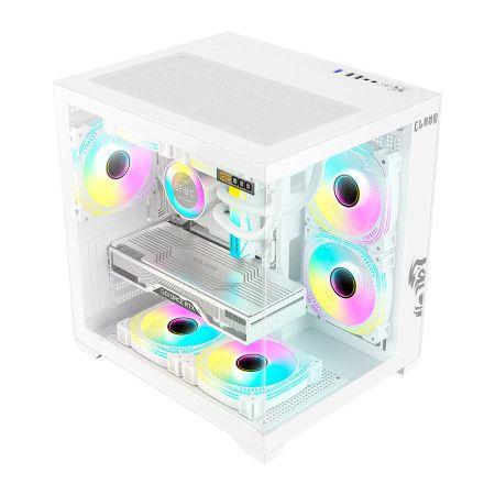 Gabinete Gamer CLANM Grodd Snow Mid Tower Branco Vidro Frontal e Lateral