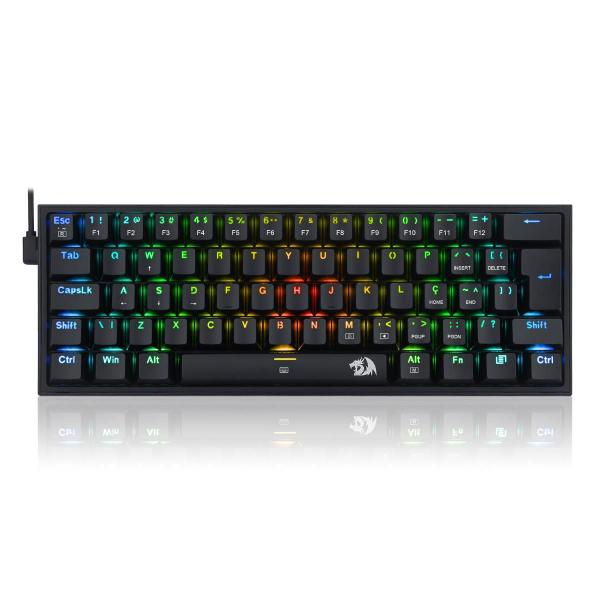 Teclado Mecânico Gamer Redragon Fizz RGB - ABNT2 - Iluminação RGB - Switch Marrom - K617-RGB-B