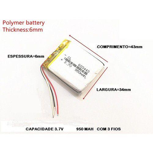Bateria para Gps Tv 5 Polegada 3 Fios 950mah.