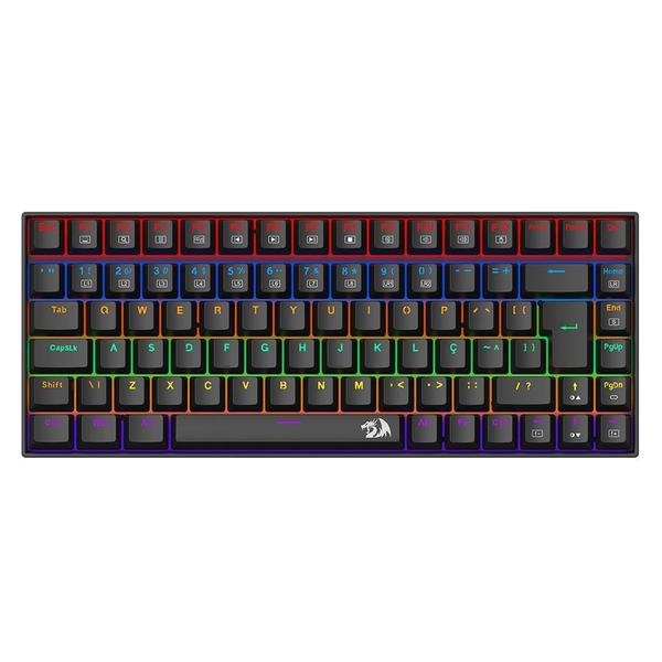 Teclado mecanico gamer phantom rainbow switch brown redragon k629-kb preto