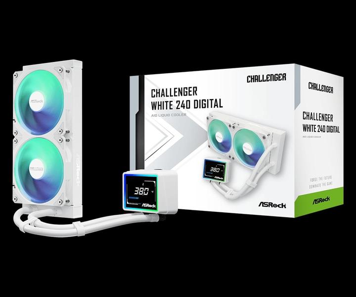 Water Cooler Asrock Challenger White 240 Digital Branco 240mm Argb Com Display