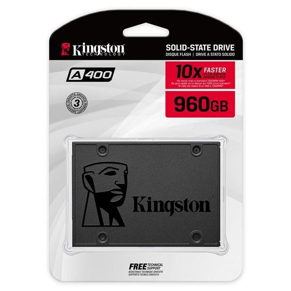 SSD Kingston A400, 960GB, SATA III, 2.5, Leitura: 500MB s, Gravacao: 450MB s, Preto - SA400S37 960G