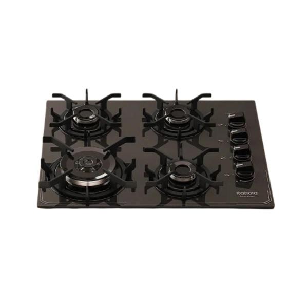 Cooktop Itatiaia Itamaster 4 Bocas Vidro Temperado Gás Tripla Chama Preto Bivolt