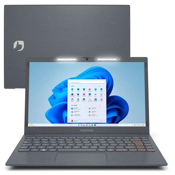 Notebook 14,1" HD Positivo Vision C14 C4128A Windows 11 Intel Celeron Memória 128GB eMMc 4GB RAM Cinza