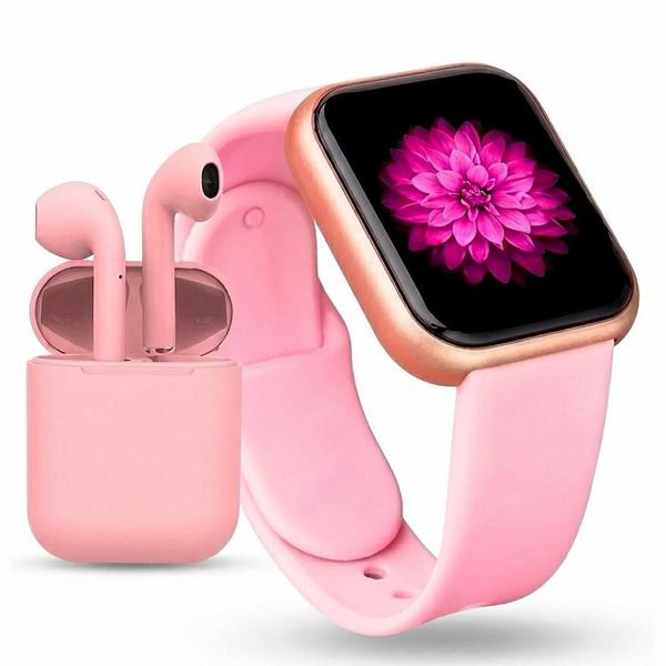 Kit Smartwatch Y68 e Fone TWS i12 Relógio Inteligente Bluetooth Esportivo
