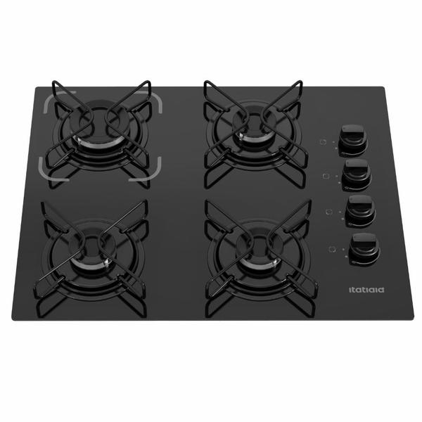Cooktop Itatiaia Essencial 4 Bocas a Gas Vidro Temperado Preto Bivolt