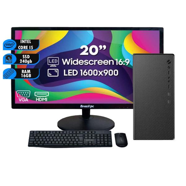 PC Gamer Completo Intel Core I5, 16GB RAM, SSD 256GB, Windows 10, Kit Gamer Monitor