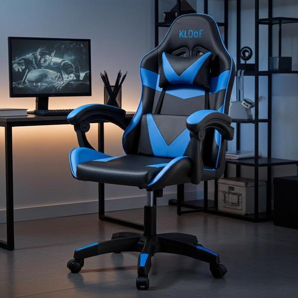 Cadeira Giratória Gamer KL1 - Preto e Azul