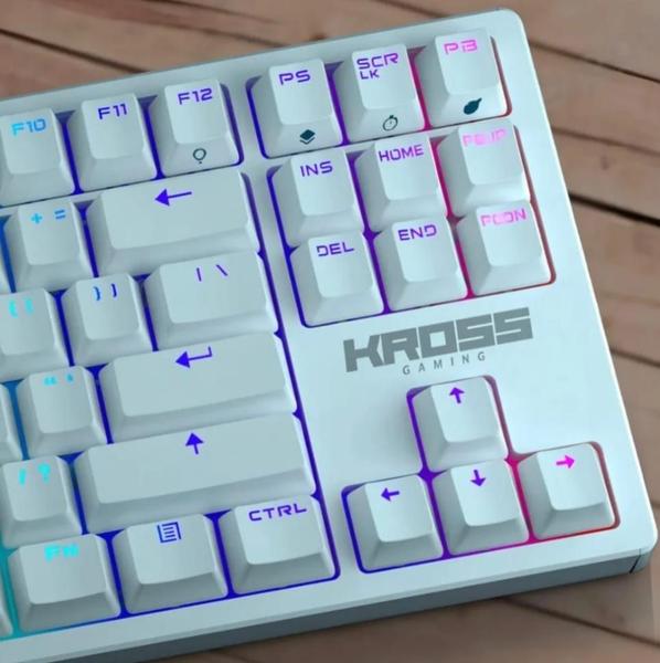 Teclado gamer mecanico switch azul usb branco led