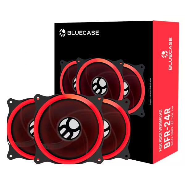 Kit 3 Cooler Fan Ring Led Vermelho12cm 120mm Gabinete Gamer Pc Bluecase