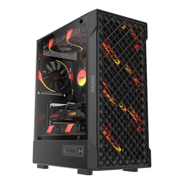 Gabinete Gamer Pcyes Velyr Black Vulcan Lateral Vidro Temperado Gabinete Gamer Pcyes Velyr Black Vulcan Lateral Vidro Temperado