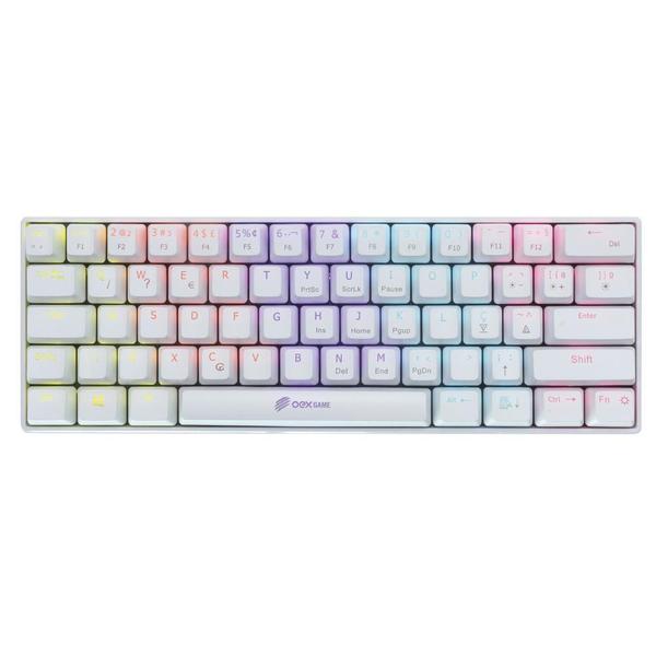Teclado mecanico gamer ziggy rainbow switch outemu red oex tc607 branco