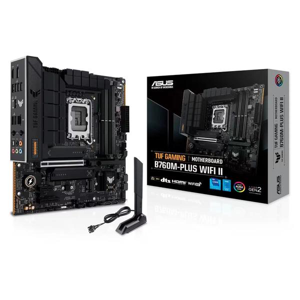 Placa Mae Asus TUF Gaming B760M Plus WiFi II Socket LGA 1700 Chipset Intel B760 DDR5 Micro ATX Wi-Fi 6E Bluetooth 5.3 Rede 2.5Gb PCIe 5.0 3 Slots M.2