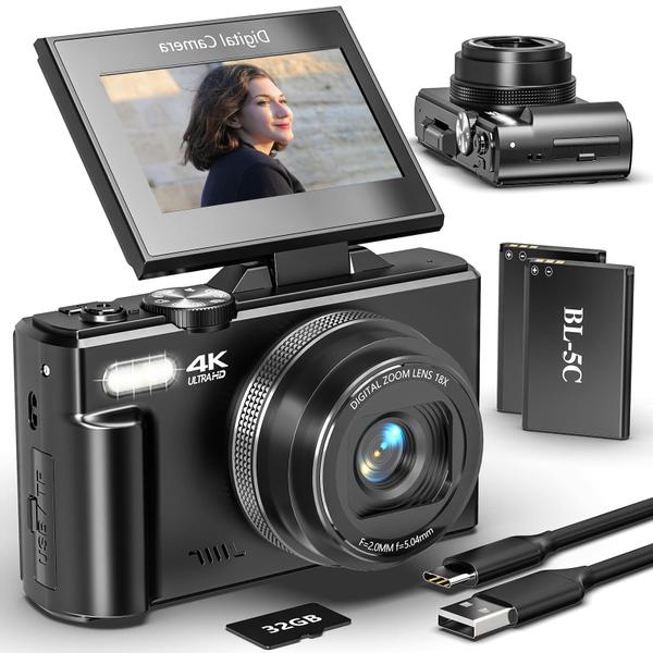 Câmera Digital ULPTXOO 4K 64MP WiFi 18X Zoom Tela Flip