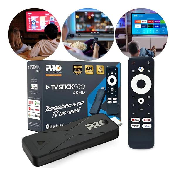TV Stick ProSmart Android 10.0 Comando de Voz WiFi Apps de Streaming