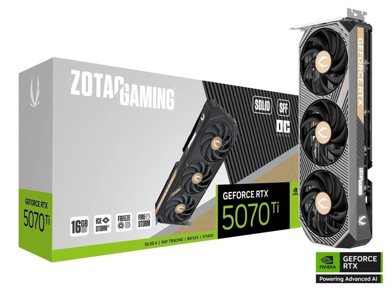 Placa de Vídeo Zotac RTX 5070 TI 16GB GDDR7 Solid SFF OC 256 Bits