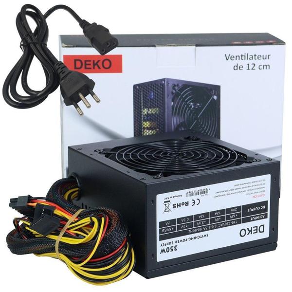 Fonte 350w Real Para Computador Atx Bivolt + Cabo De Energia - Deko Fonte 350w Real Para Computador Atx Bivolt + Cabo De Energia - Deko