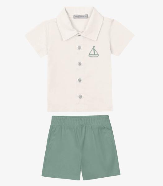Conjunto Verão Menino Camisa E Bermuda Trick Nick Bege
