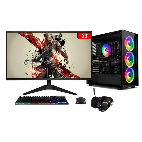 PC Gamer Completo Intel Core i5 6500, Radeon RX 580 8GB, 16GB RAM, SSD 512GB NVMe, Fonte 600W, 5 fans RGB, Monitor 23",Preto -BluePC STORM PGBP-STO143
