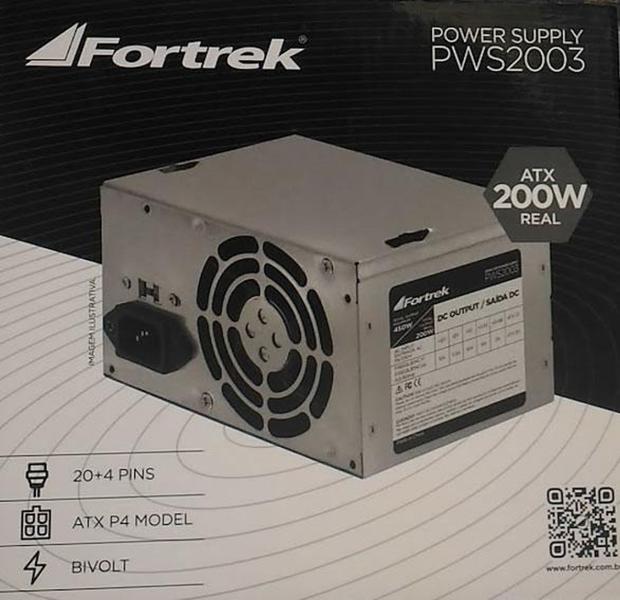 Fonte ATX 200w S/ cabo de força Fortrek