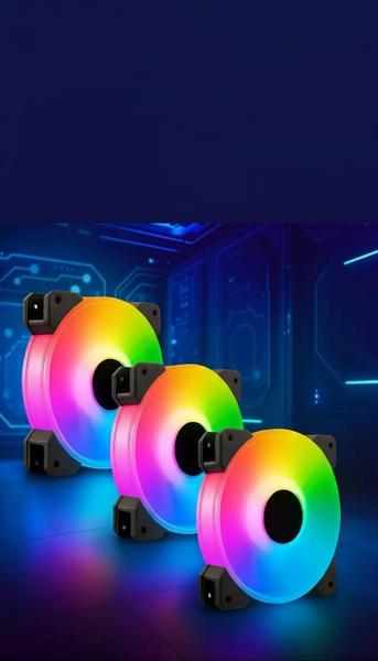 Kit 3 Fans Cooler Led Rgb 120mm Ventoinha Gabinete Pc Gamer