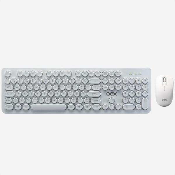 Kit Teclado E Mouse Oex Tm410 Pop Sem Fio 1600 Dpi Branco Kit Teclado E Mouse Oex Tm410 Pop Sem Fio 1600 Dpi Branco