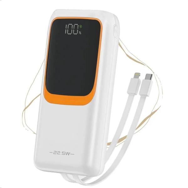 Carregador Portátil Power Bank 20.000mAh 22,5W com Cabos Integrados e Display LED Digital