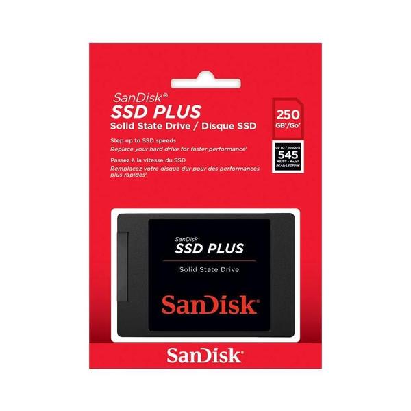 SSD 250GB SanDisk Plus G28 SATA III 6GB/s Leitura 545 MB/s Gravação 555 MB/s Preto