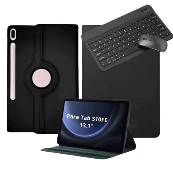 Kit Capa Giratória + Teclado e Mouse Bluetooth para Tablet Galaxy Sansung S10 FE+ 13.1"