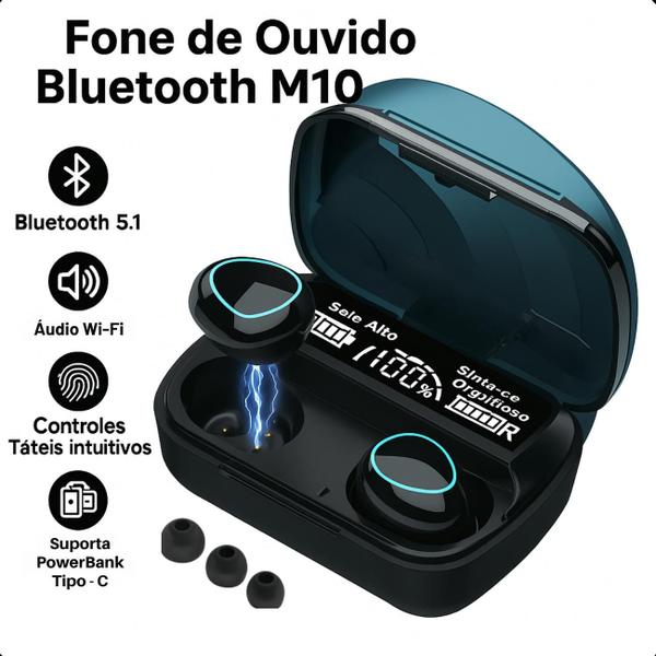 Fone de Ouvido Bluetooth 5.3 TWS para Exercícios com Som Claro e Potente