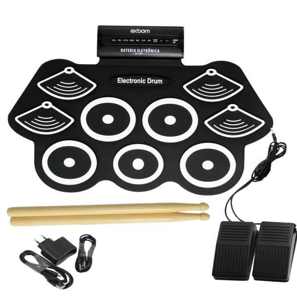 Bateria eletrônica 6 Drums 5 Metal Silicone Portátil C Pedal Bateria eletrônica 6 Drums 5 Metal Silicone Portátil C Pedal