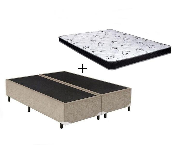 Cama Box Queen Colchão Mola Ensacada Acolchões + Box Sintético 70x158x198