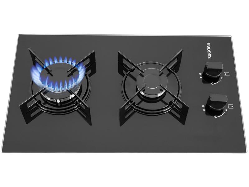 Fogão de Mesa Cooktop 2 Bocas Vidro Preto à Gás Suggar FG2002VP Fogão de Mesa Cooktop 2 Bocas Vidro Preto à Gás Suggar FG2002VP