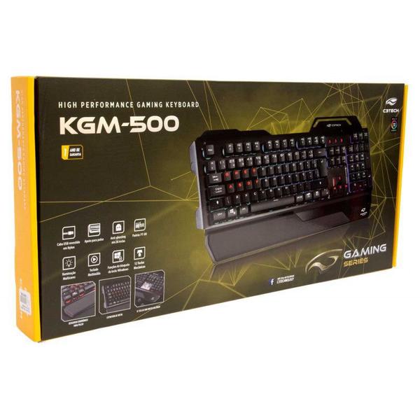Teclado gamer mecanico usb kgm-500bk preto c3 tech