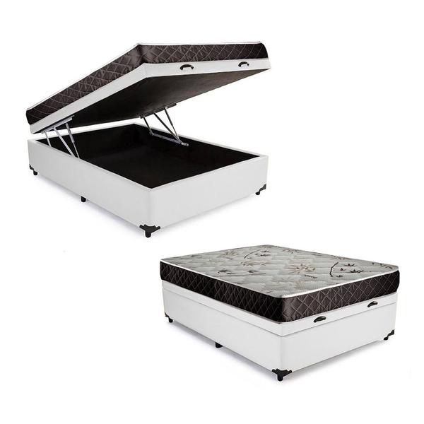 Cama Box Baú Casal Colchão Alana Espuma D20 NK Camas + Box Sintético 53x138x188