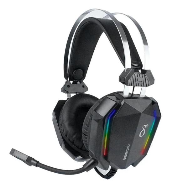 Headset Gamer Fone De Ouvido Led Rgb Microfone Com Fio 50mm