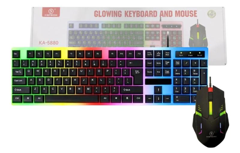 Kit mouse + teclado gamer colorido