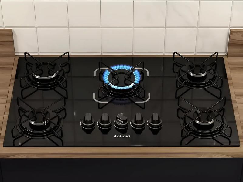 Fogão Cooktop Essencial Com 5 Bocas Vidro Temperado Itatiaia Preto Bivolt