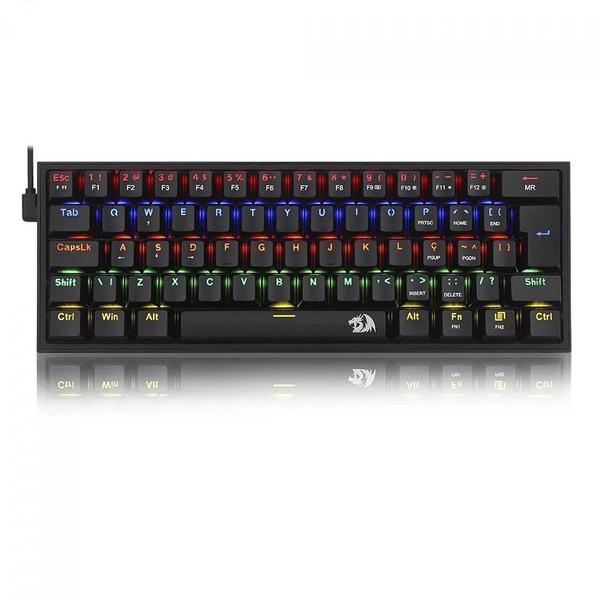 Teclado Mecânico Gamer Redragon Fizz, Rainbow, Switch Brown, ABNT2, Preto Teclado Mecânico Gamer Redragon Fizz, Rainbow, Switch Brown, ABNT2, Preto
