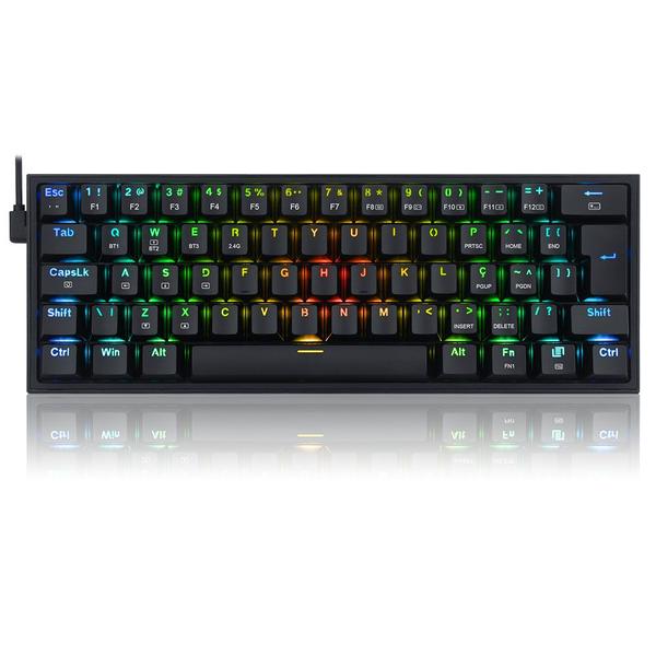 Teclado mecanico gamer fizz pro rgb switch brown redragon k616-rgb-b preto