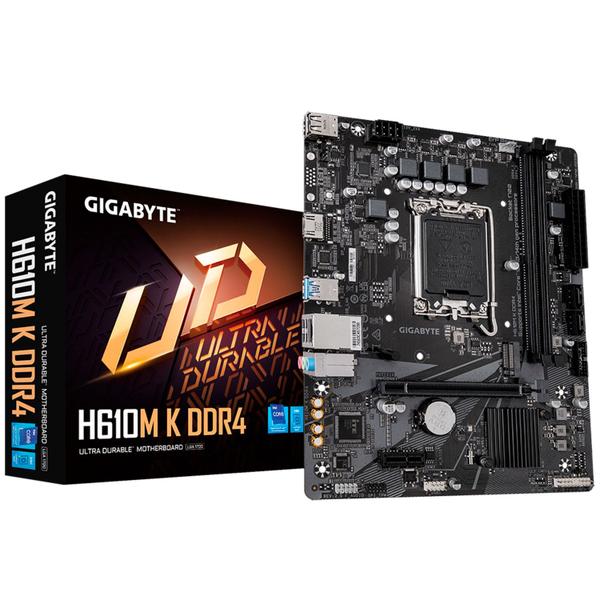 Placa Mãe Gigabyte H610M-K, Socket Intel LGA1700, DDR4, M.2 NVMe, USB 3.2, HDMI - Micro-ATX