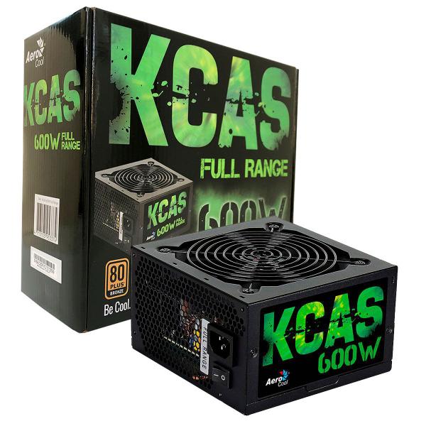 Fonte Gamer Aerocool KCAS 600W 80 Plus Bronze Full Range PFC Ativo