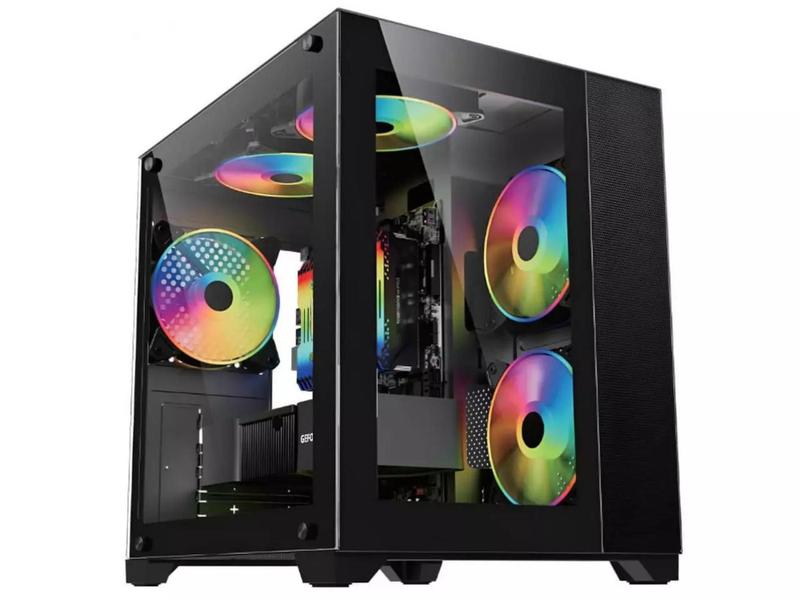 Gabinete Bluecase Gamer Atlantis BG-051, Frontal e Lateral em Vidro Temperado, Mid Tower Black Gabinete Bluecase Gamer Atlantis BG-051, Frontal e Lateral em Vidro Temperado, Mid Tower Black
