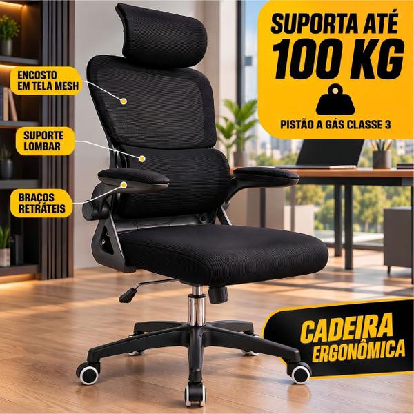 Cadeira Ergonômica De Escritório Giratória Reclinável Com Estofado Suporta 100kg Gamer Home Office