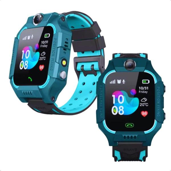 Relógio Smartwatch Infantil Inteligente A prova D'gua C5 Verde Com Rastreador Chip Faz e Recebe Ligações Envio Já