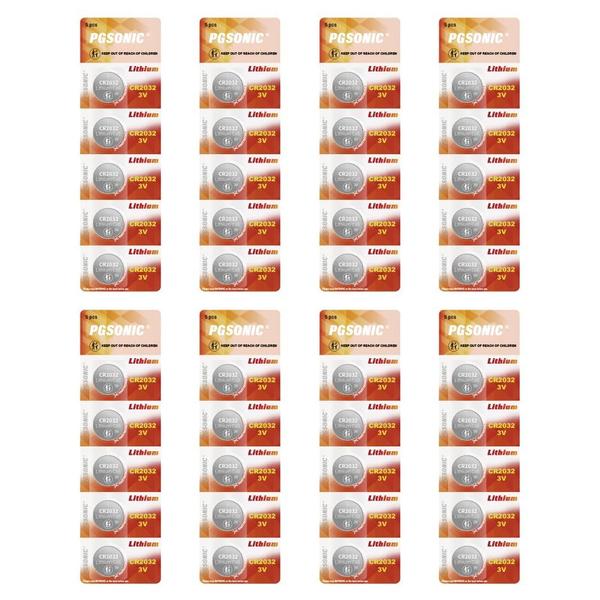 Pacote com 40 Pilhas PGSONIC CR2032 3V de Lítio
