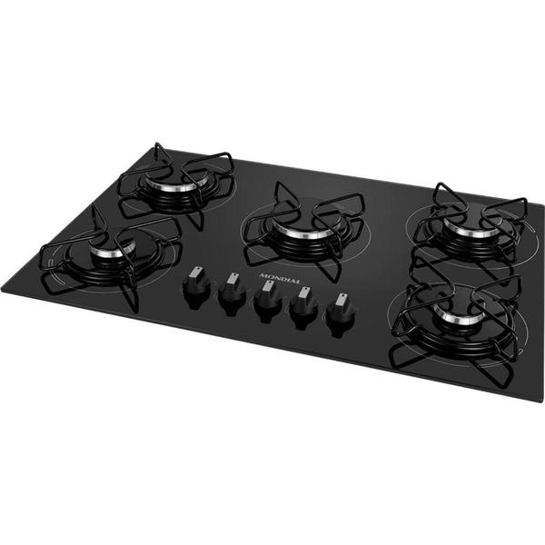 Cooktop a Gás 5 Bocas Mondial Preto e Inox CTG02 Bivolt