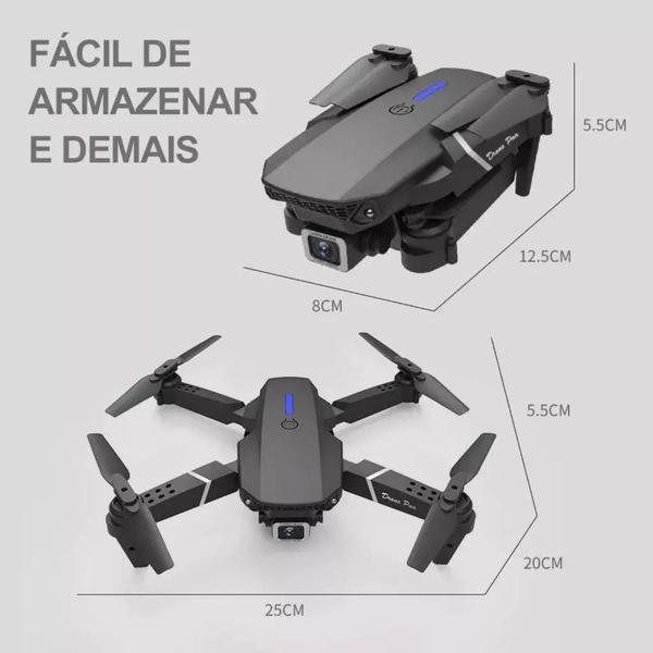 Drone E88 Dobrável com Câmera Wi-Fi, Controle e 2 Baterias